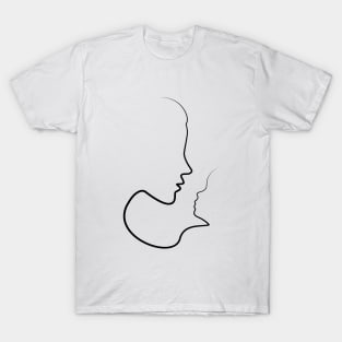 Mother And Baby | One Line Art | Minimal Art | One Line Artist | Minimalist T-Shirt